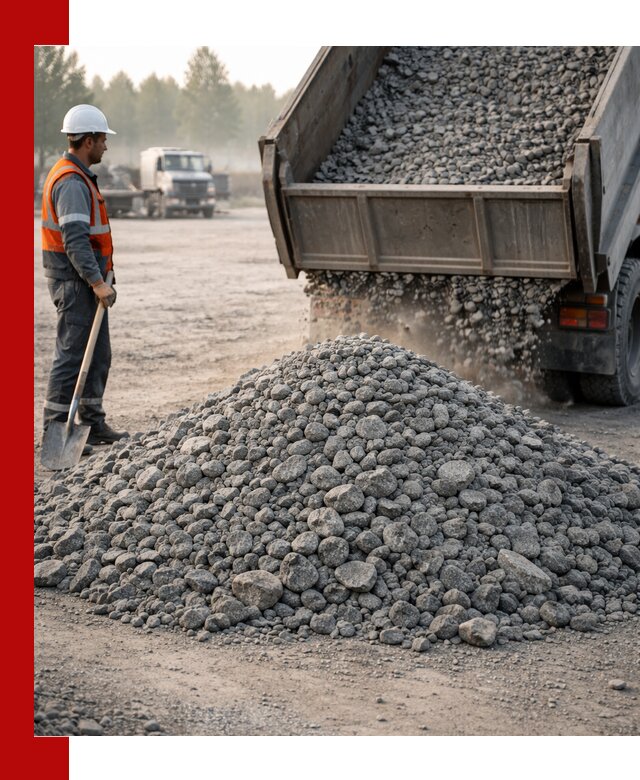 Гранитный щебень фракции 100–201 для строительства в Добрянке