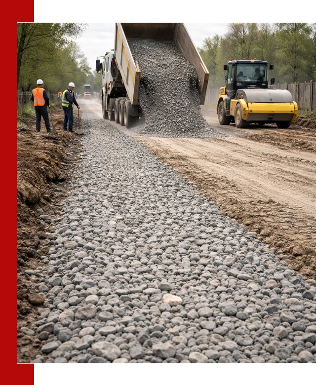 Доставка щебня для отсыпки дорог в Добрянке высокого качества
