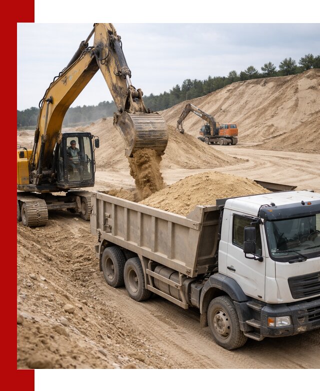 Доставка карьерного песка с самосвалами и разгрузкой в Добрянке