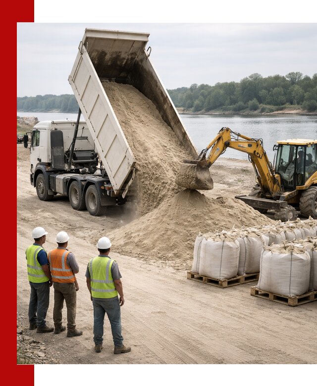 Доставка речного песка в Добрянке самосвалами и погрузкой