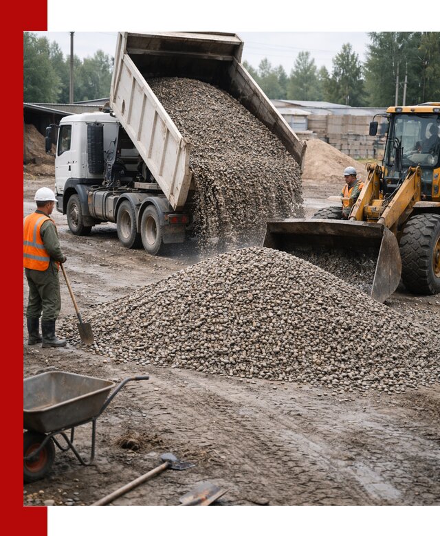 Мытый гравий с доставкой в Добрянке от карьера до участка