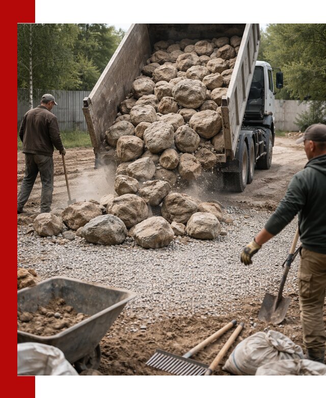 Доставка и укладка булыжника в Добрянке