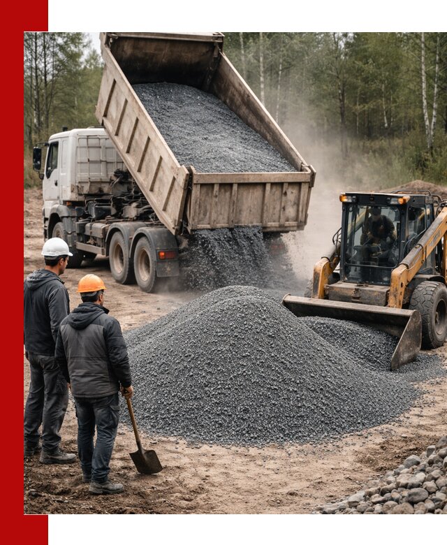 Гранитный отсев 0-5 с доставкой и разгрузкой в Добрянке