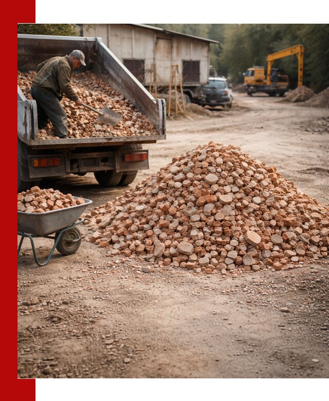 Доставка и подушка из боя кирпича с разгрузкой в Добрянке