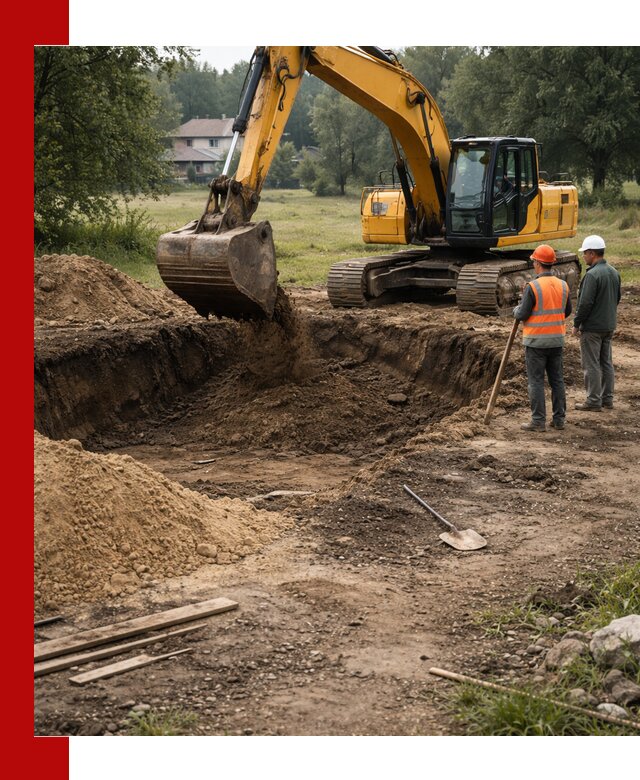 Рытье котлована под фундамент в Добрянке (быстро и недорого)
