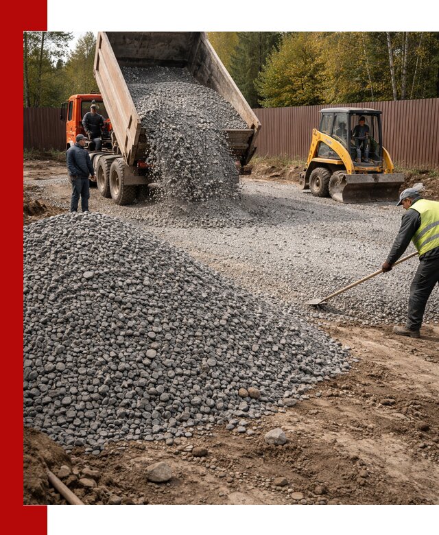 Отсыпка участка щебнем с доставкой и уплотнением в Добрянке